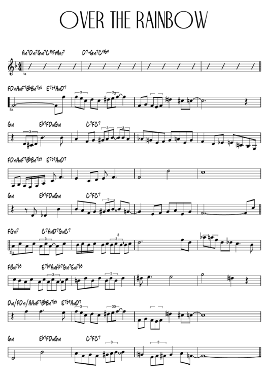 Over The Rainbow Sheet Music Printable pdf