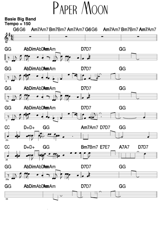 Paper Moon Sheet Music Printable pdf