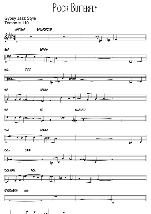 Poor Butterfly Sheet Music Printable pdf