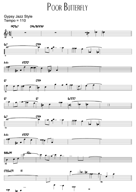 Poor Butterfly Sheet Music Printable pdf