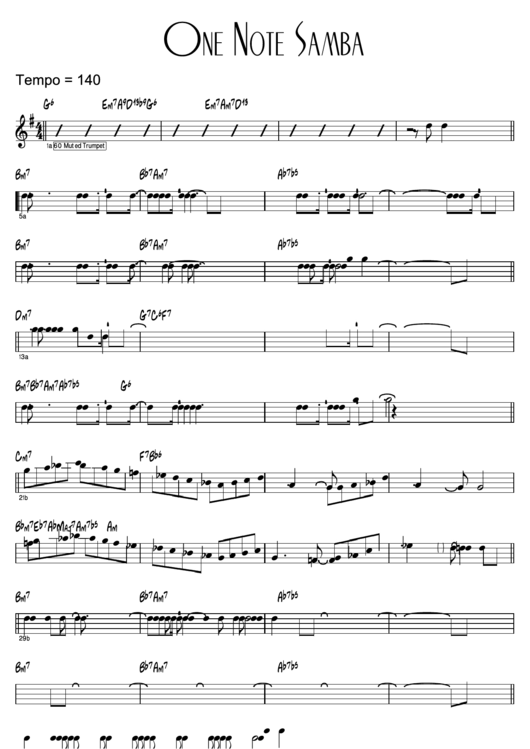 One Note Samba Sheet Music Printable pdf