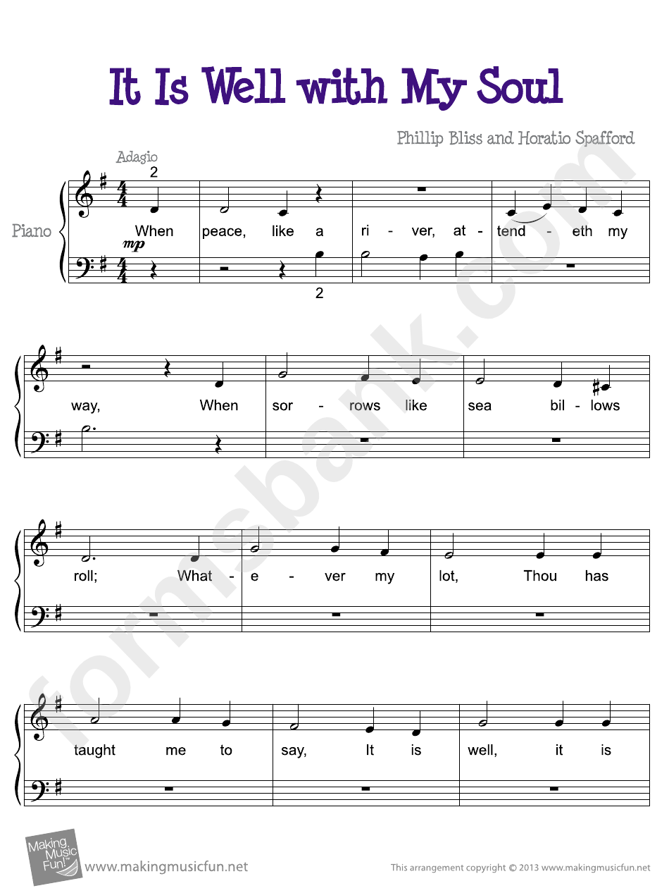 It Is Well With My Soul (Philip P. Bliss) Sheet Music For Piano