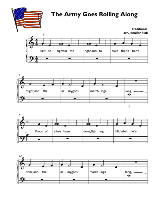 The Army Goes Rolling Along Piano Sheet Music Printable pdf
