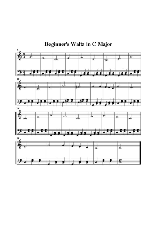 Beginners Waltz In C Major Piano Sheet Music Printable pdf