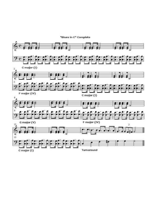 Schlegel - Blues In C Complete Piano Sheet Music Printable pdf