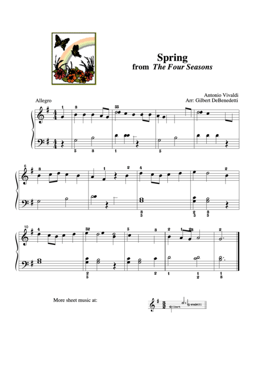 Spring From The Four Seasons Piano Sheet Music Printable pdf