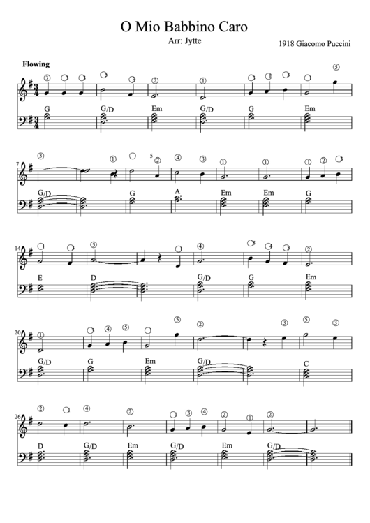 O Mio Babbino Caro Piano Sheet Music Printable pdf