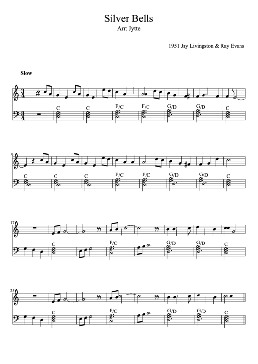 Silver Bells Piano Sheet Music Printable pdf