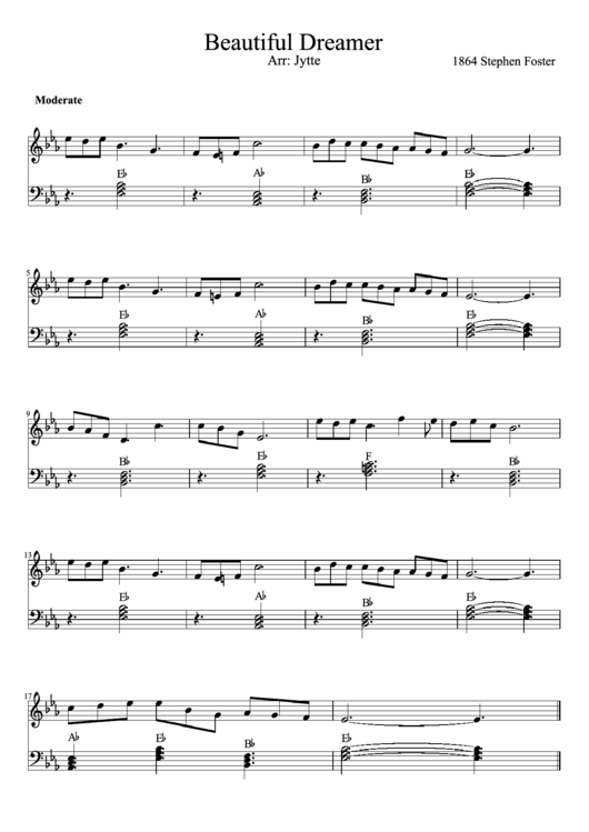 Beautiful Dreamer Piano Sheet Music Printable pdf