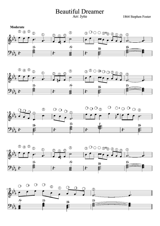 Beautiful Dreamer Piano Sheet Music Printable pdf