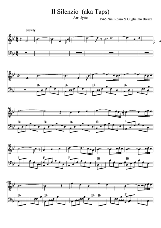 Il Silenzio (Aka Taps) Piano Sheet Music Printable pdf