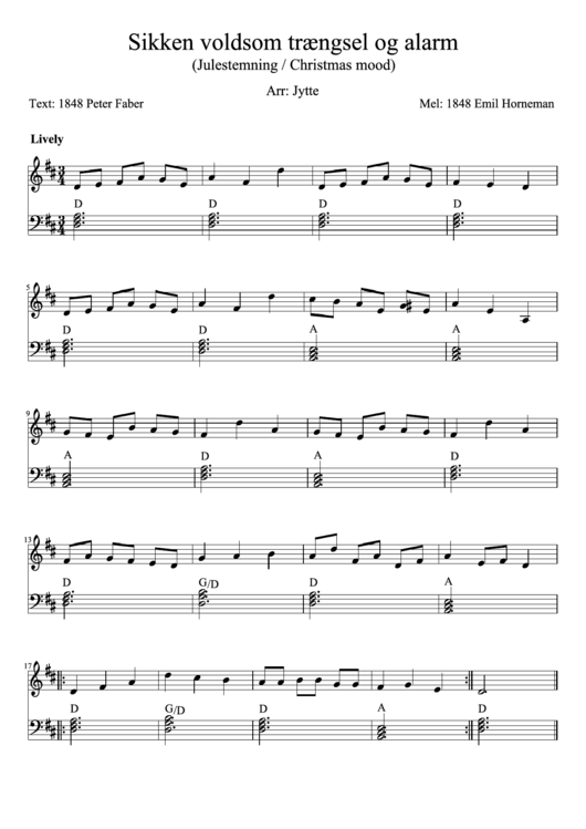Sikken Voldsom Traengsel Og Alarm (Julestemning / Christmas Mood) Piano Sheet Music Printable pdf