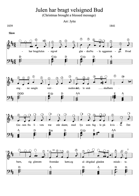 Julen Har Bragt Velsigned Bud (Christmas Brought A Blessed Message) Piano Sheet Music Printable pdf