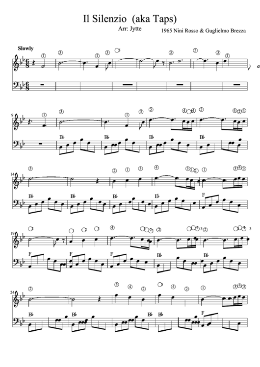Il Silenzio (Aka Taps) Piano Sheet Music Printable pdf