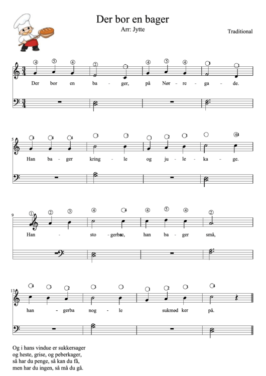 Der Bor En Bage Piano Sheet Music Printable pdf
