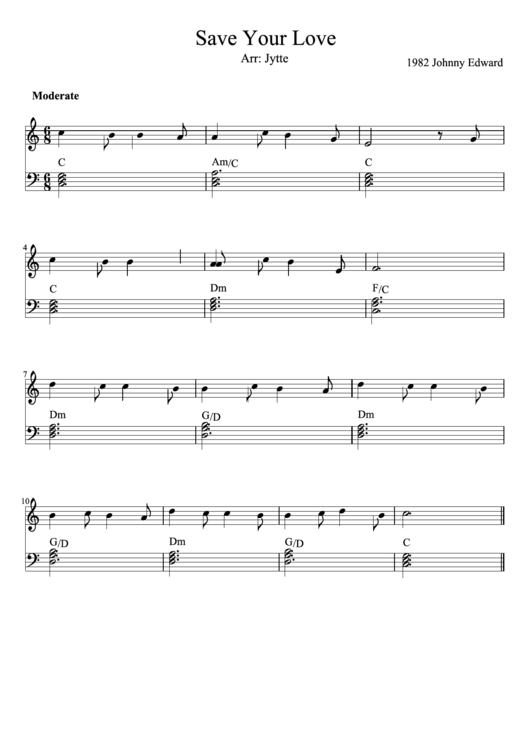 Save Your Love Piano Sheet Music Printable pdf