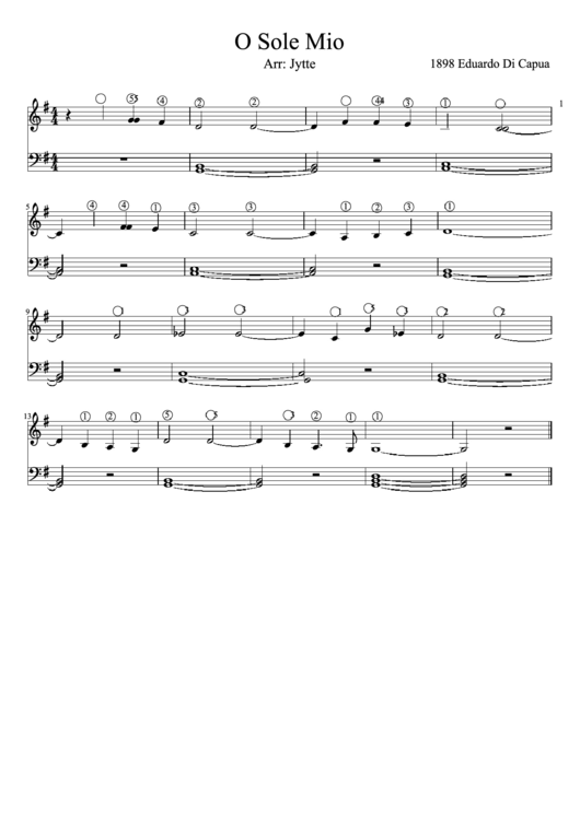 O Sole Mio Piano Sheet Music Printable pdf