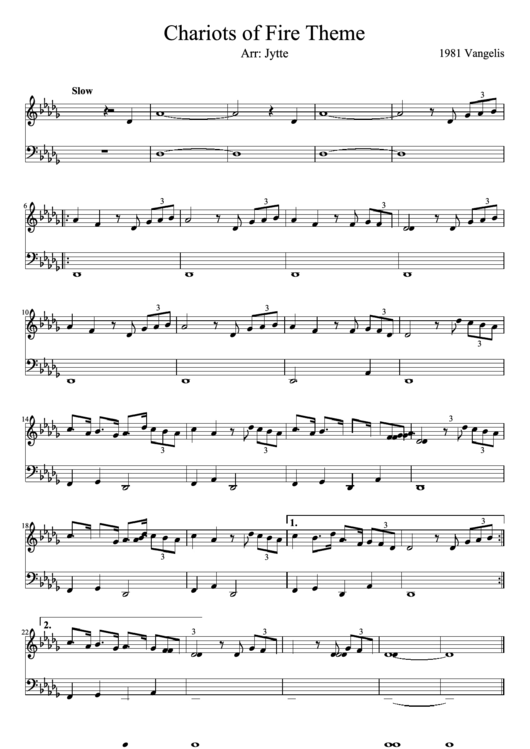 Chariots Of Fire Theme Piano Sheet Music Printable pdf