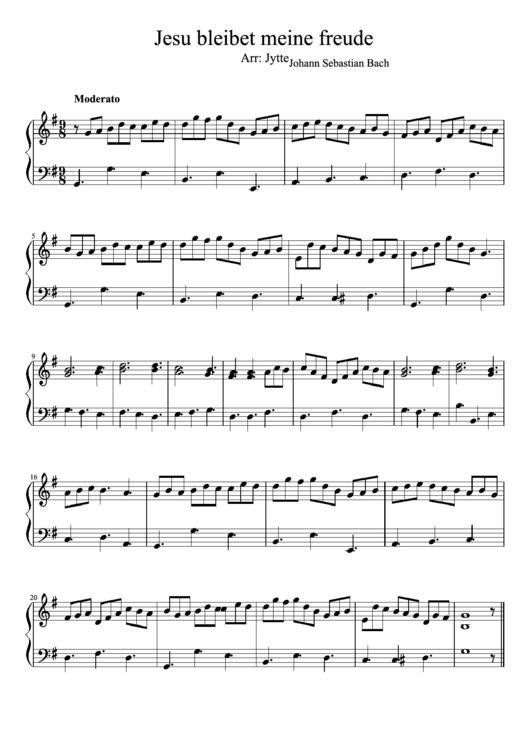 Jesu Bleibet Meine Freude Piano Sheet Music Printable pdf
