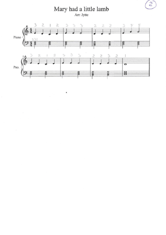 Mary Had A Little Lamb Piano Sheet Music Printable pdf