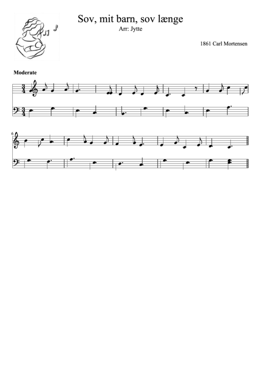 Sov Mit Barn Sov Lange Piano Sheet Music Printable pdf