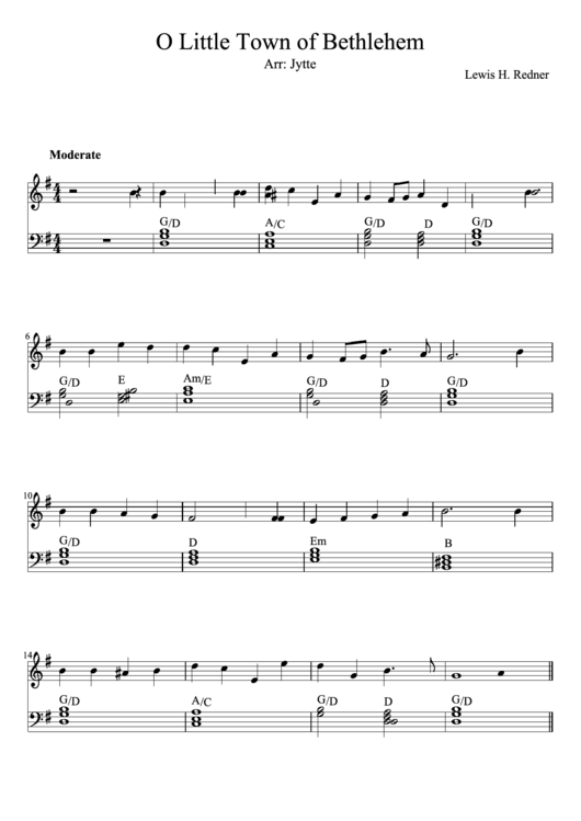 O Little Town Of Bethlehem Piano Sheet Music Printable pdf