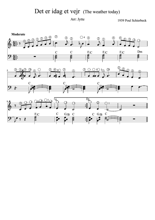 Det Er Idag Et Vejr Piano Sheet Music Printable pdf