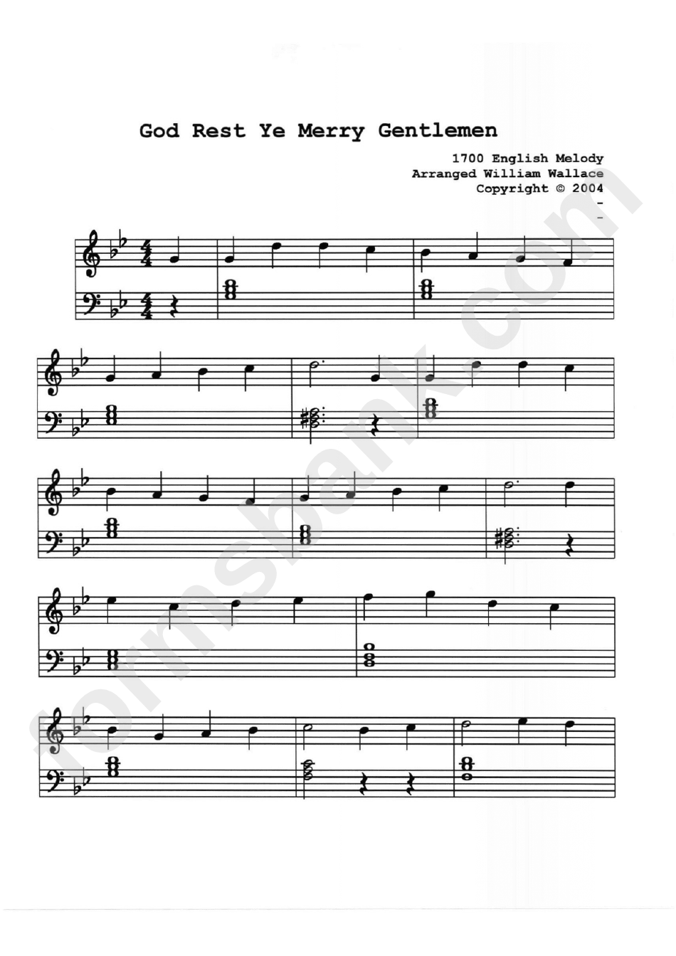 God Rest Ye Merry Gentlemen Piano Sheet Music printable pdf download