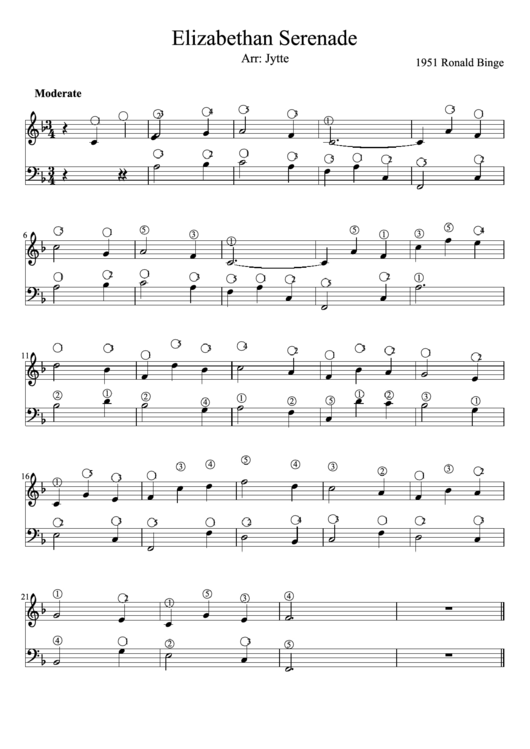 Elizabethan Serenade Piano Sheet Music Printable pdf