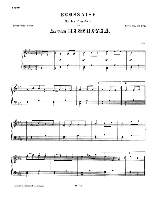 Ecossaise Piano Sheet Music Printable pdf