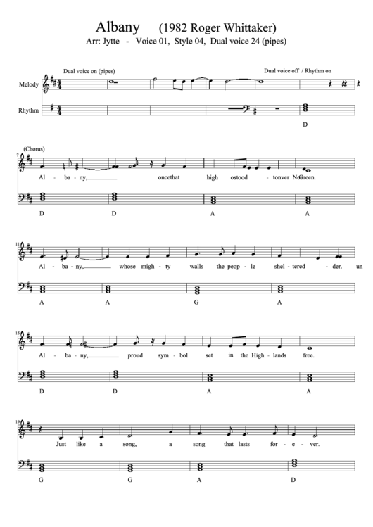 Albany Piano Sheet Music Printable pdf