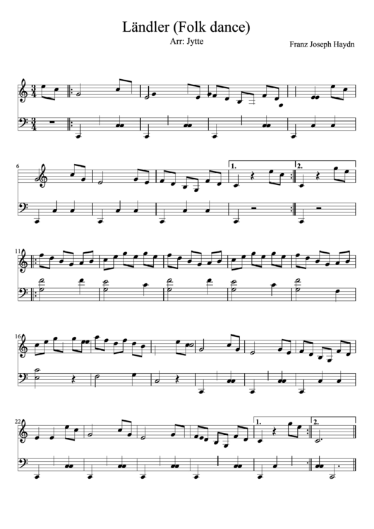 Landler Piano Sheet Music Printable pdf