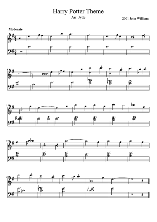 Harry Potter Theme Piano Sheet Music Printable pdf
