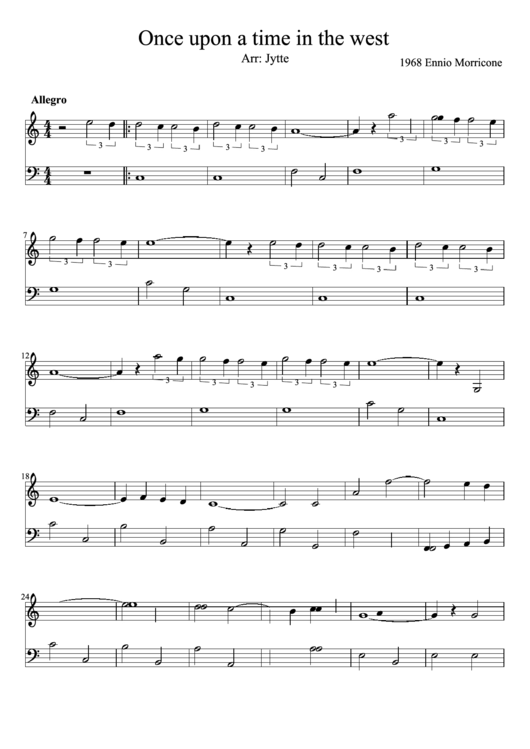 Once Upon A Time In The West Piano Sheet Music Printable pdf