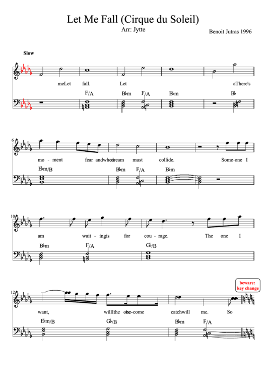 Let Me Fall Piano Sheet Music Printable pdf