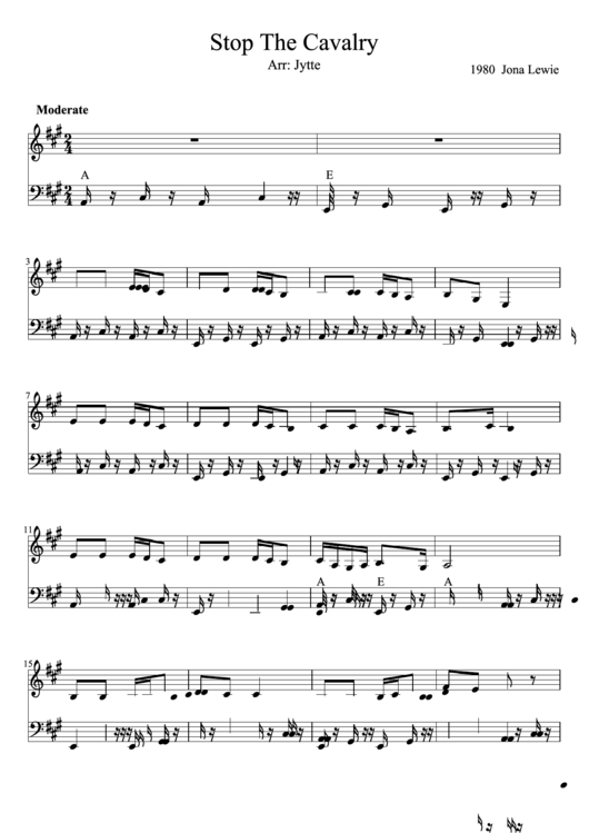 Stop The Cavalry Piano Sheet Music Printable pdf