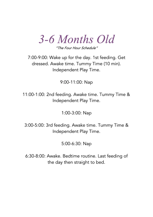 Infant Schedule Template