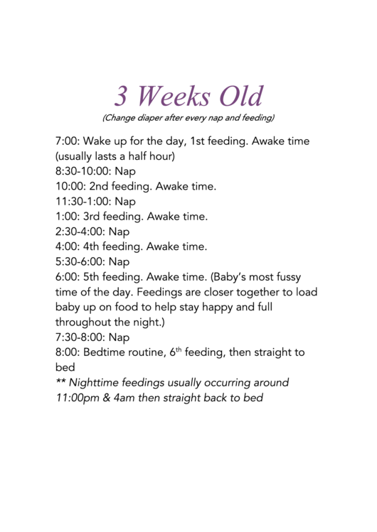 3 Weeks Old Baby Schedule