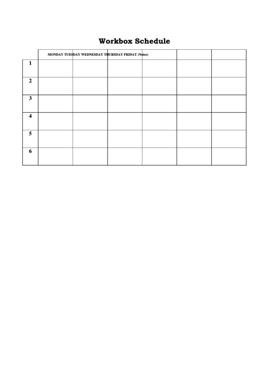 Workbox Schedule Grid Printable pdf