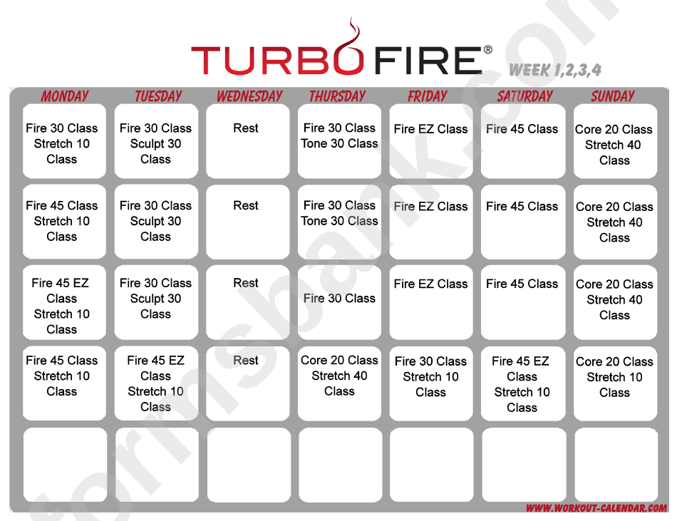 Turbo Fire Schedule