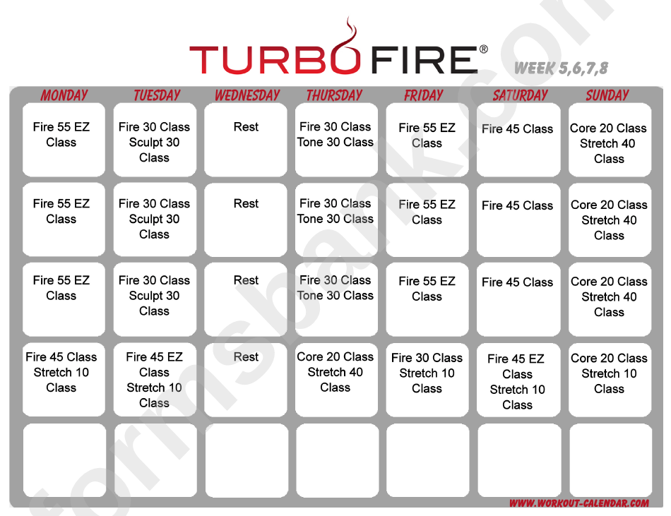Turbo Fire Schedule