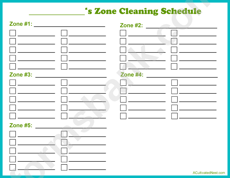 Zone Cleaning Schedule Template
