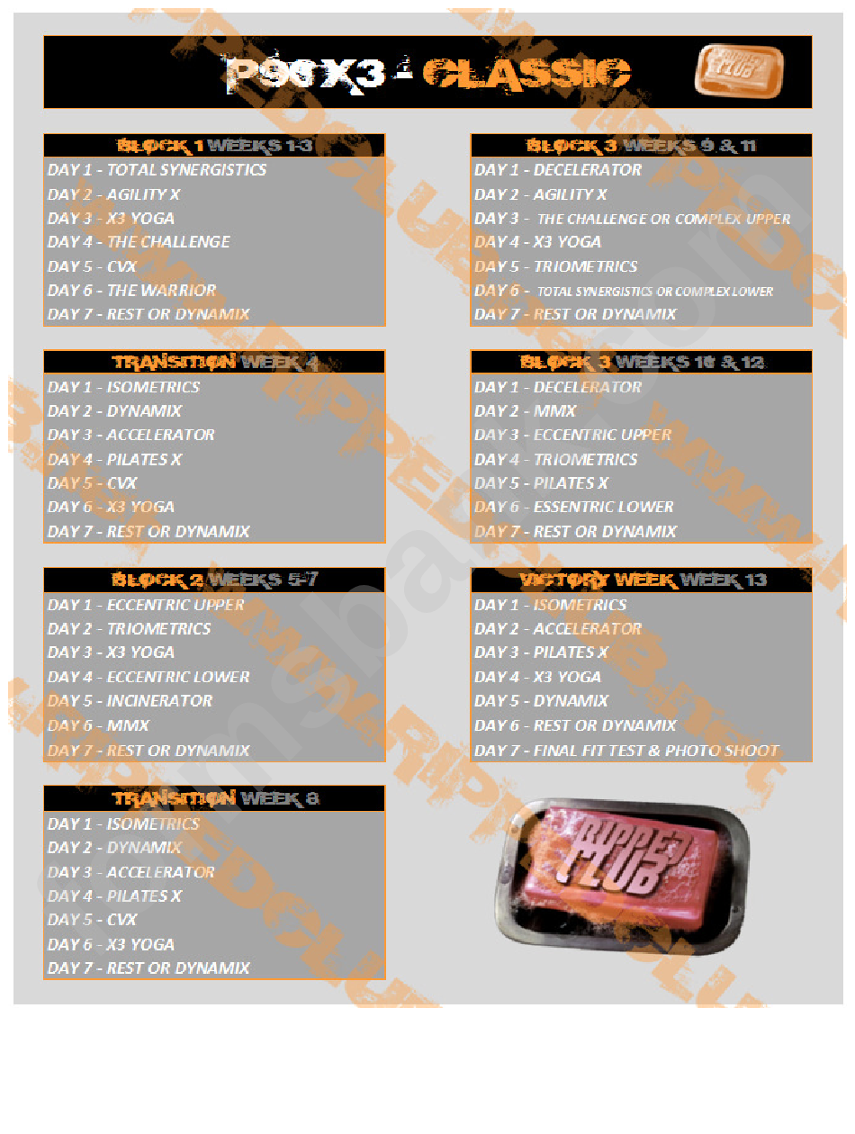 P90x3 Classic Schedule