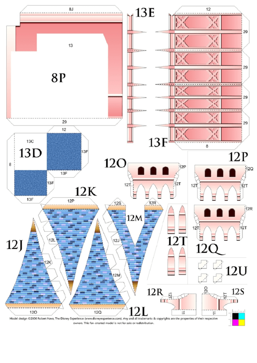 Sleeping Beauty Paper Castle Model:parts 14-19 Printable pdf