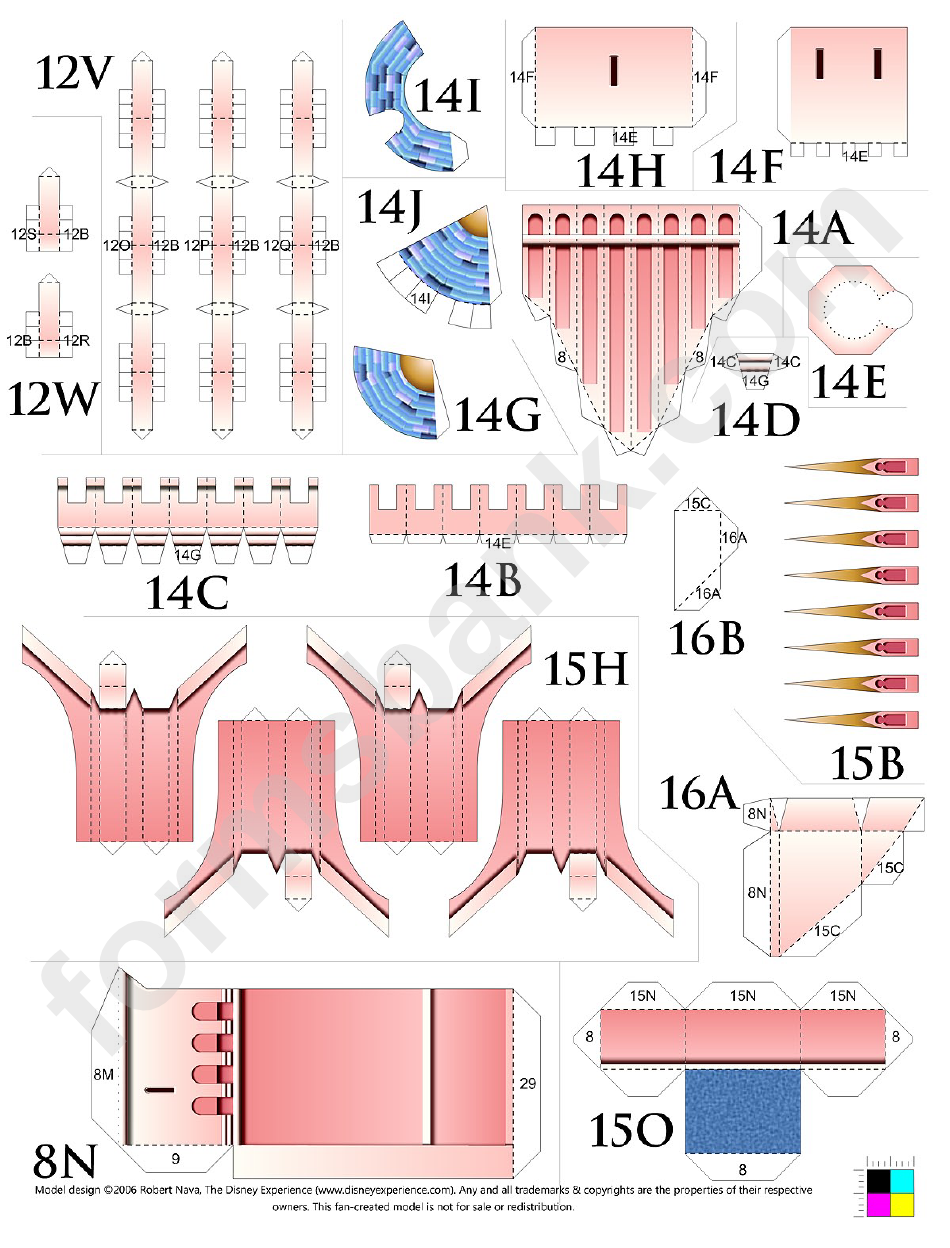 Sleeping Beauty Paper Castle Model:parts 14-19