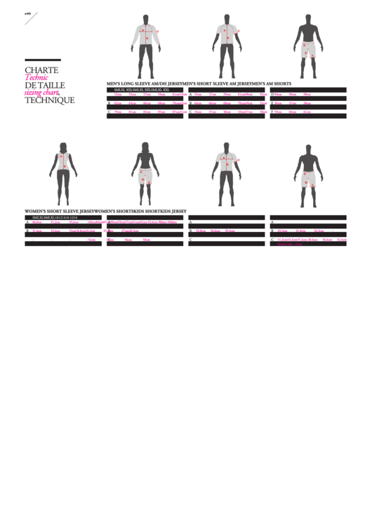 Charte De Taille Technique Size Chart Printable pdf