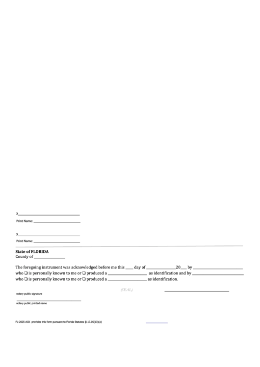 Fillable State Of Florida Notary Form Printable pdf