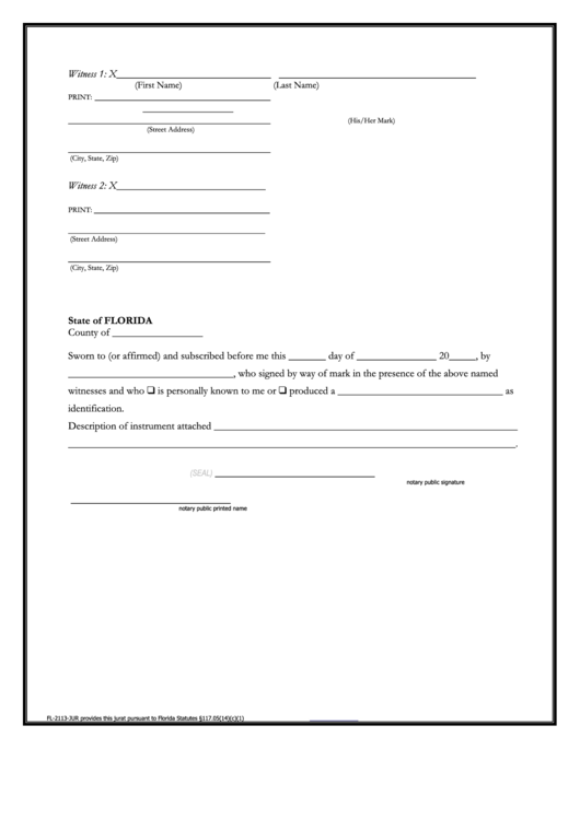 State Of Florida Notary Form printable pdf download