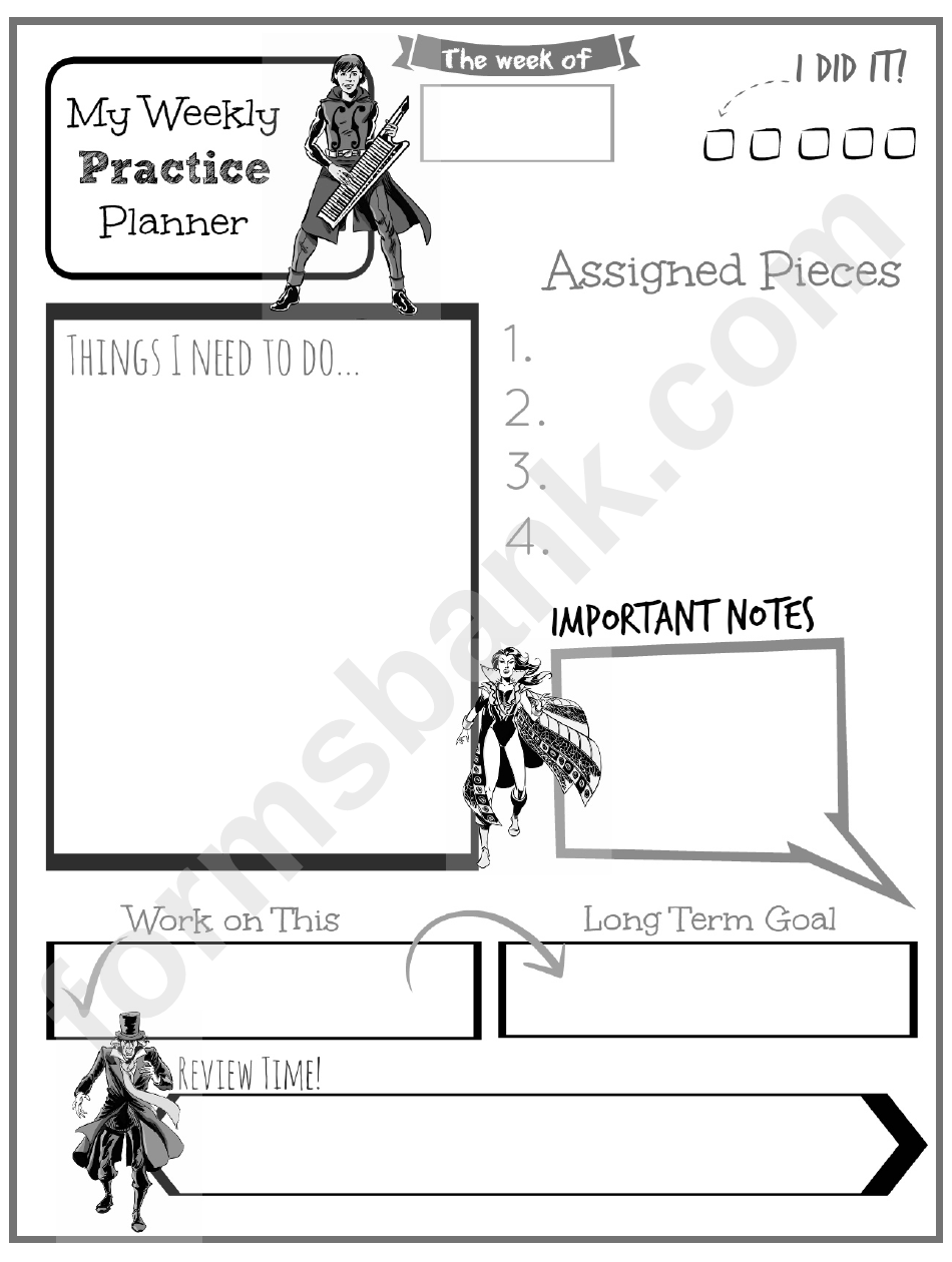 Weekly Practice Planner For Kids