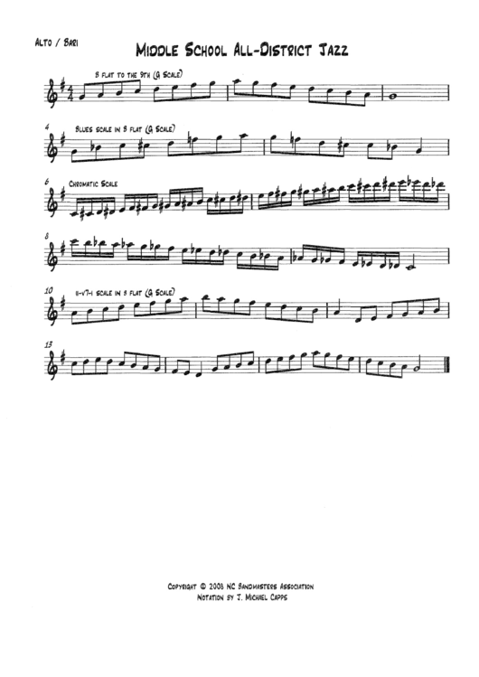 Alto Sax Middle School All District Jazz Printable pdf